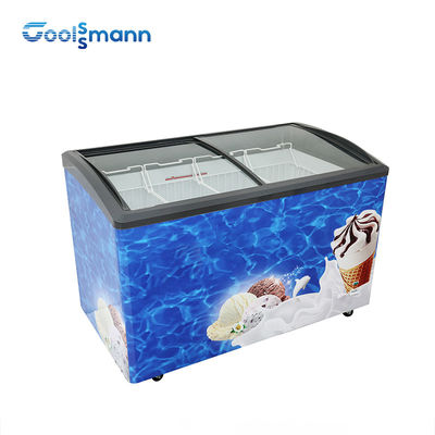 2m Length Ice Cream Display Freezer Showcase Energy Saving Clear Glass Cabinet