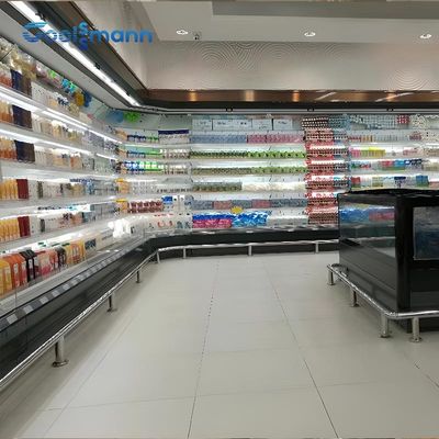 Air Merchandiser Açık Teşhir Chiller Buzdolabı Dolabı Soğutma İçi Boş Cam Yan Panel