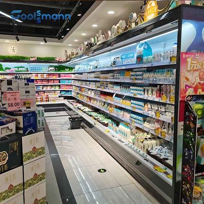 LED Açık Vitrin Chiller Süpermarket Meyve Sebze Hava Perdesi Vitrin
